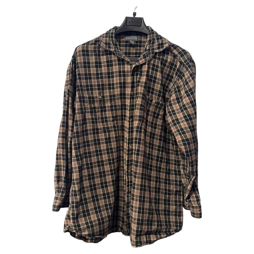 DAKOTA‎ flannel plaid button down shirt long sleeve men's XLT